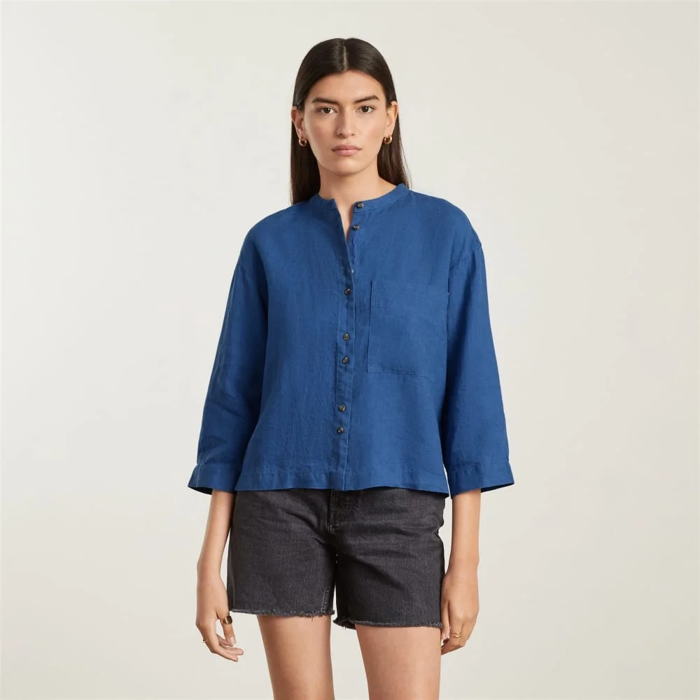 The Linen Billow Blouse | Deep Blue (3)