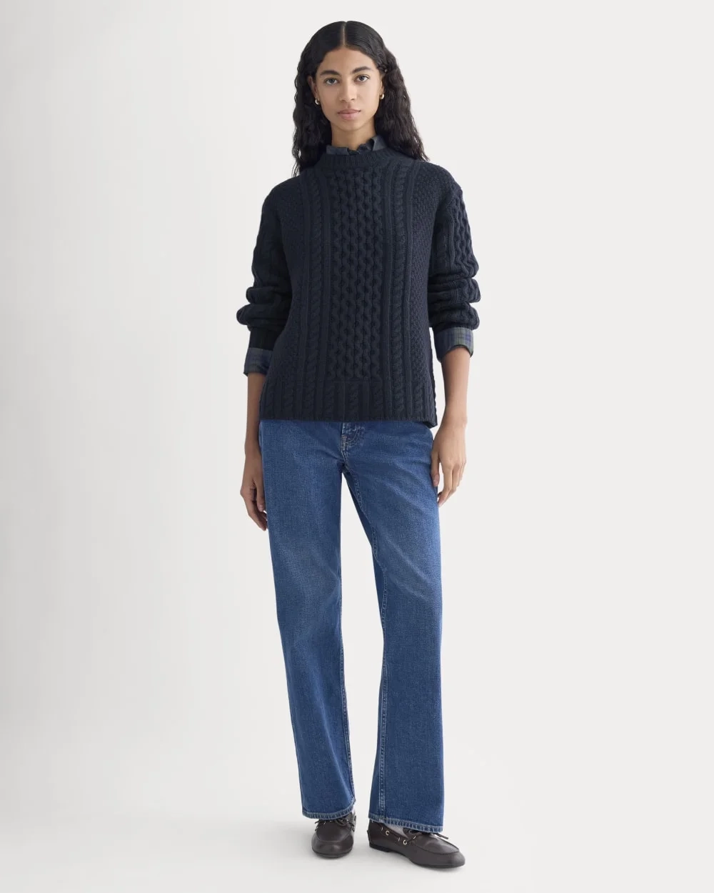 Cable Sweater in Luxe Merino | Navy