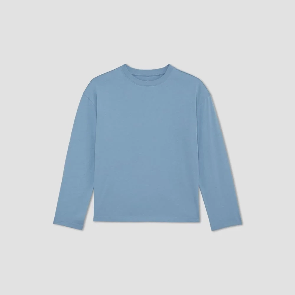 The Organic Cotton Relaxed Long Sleeve Tee | Heritage Blue (3)