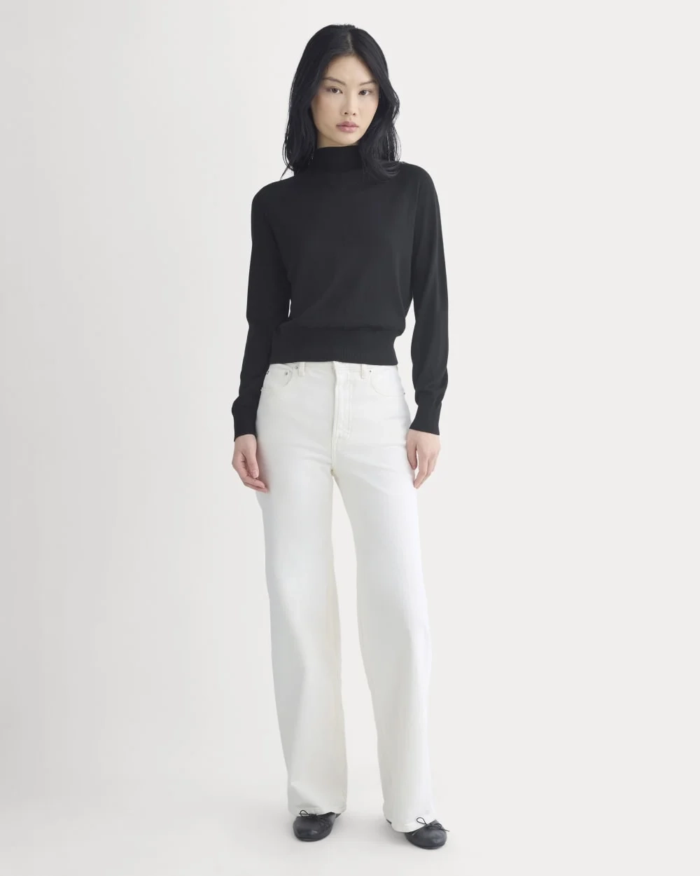 Mockneck Sweater In Ultrafine Merino | Black (4)
