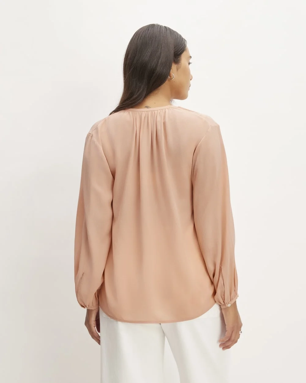 The Washable Clean Silk Shirred Blouse | Blush Pink (3)