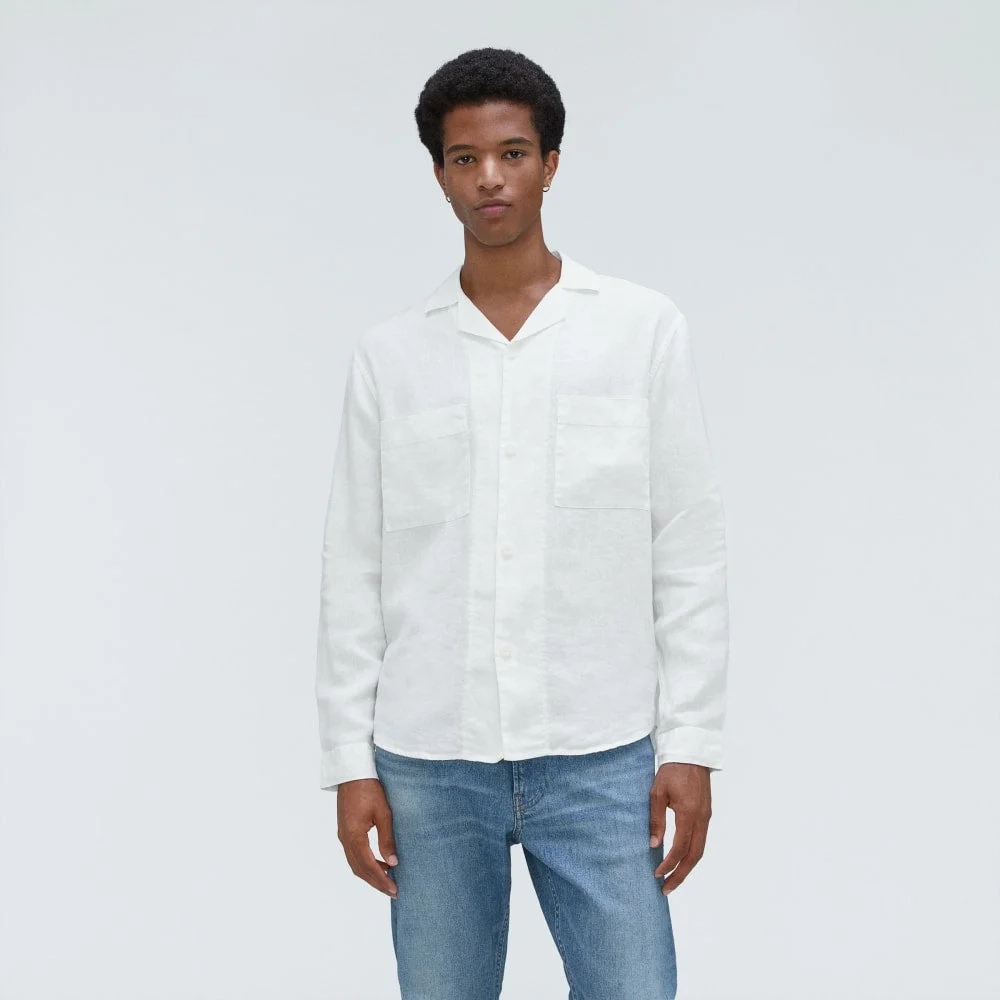 The Long Sleeve Linen Camp Shirt | White (3)