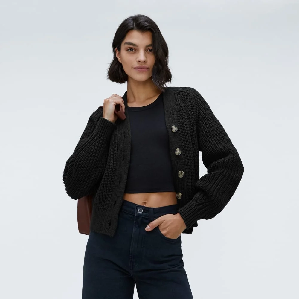 The Texture Cotton Cardigan | Black (5)