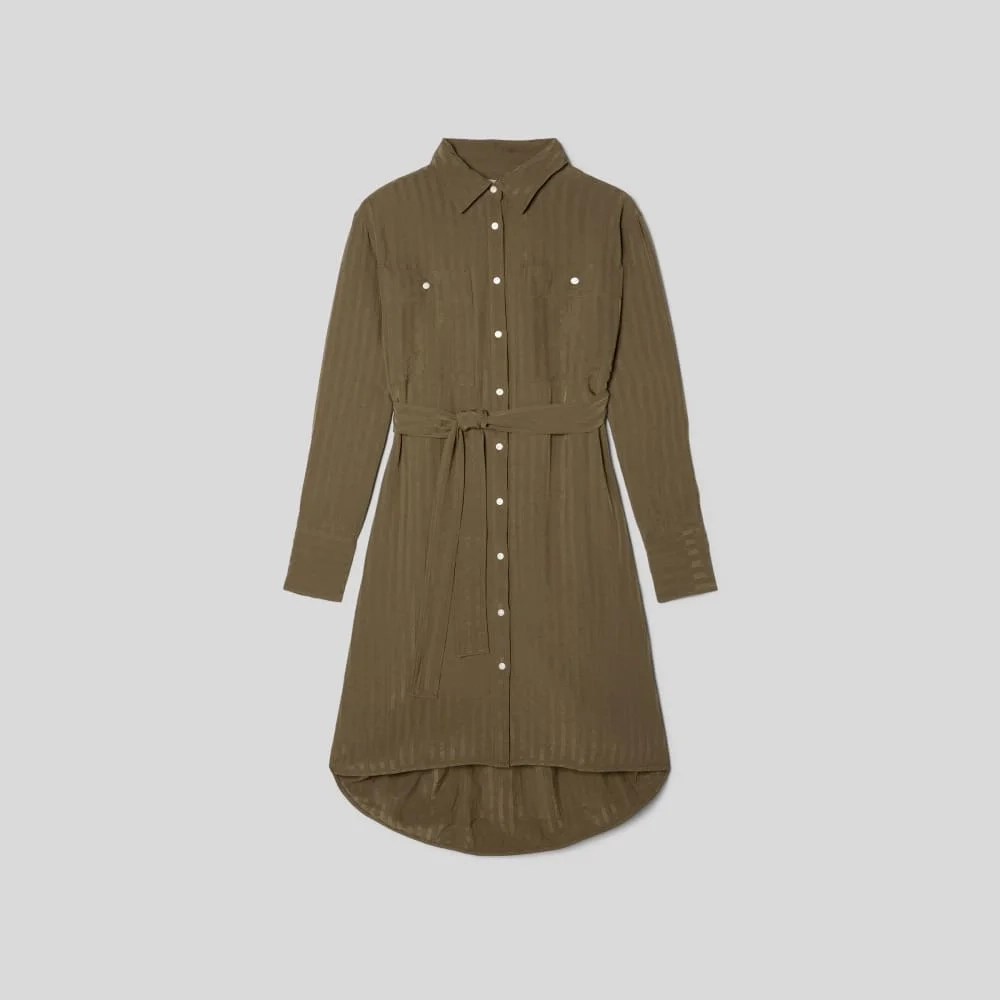 The City Stripe Draped Shirt Dress | Beech (2)