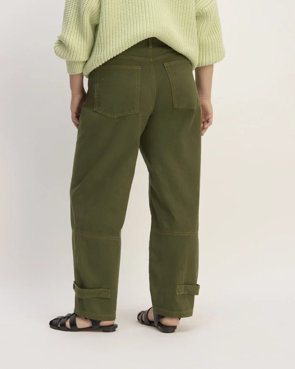 The Everlane x Marques' Almeida Canvas Oversized Barrel Pant | Deep Moss Green (2)