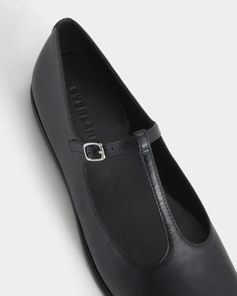 The Leather T-Strap Flat | Black (5)