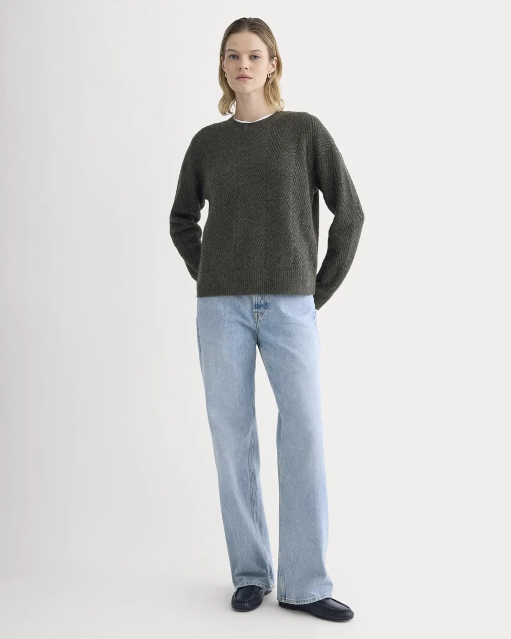 Cashmere Herringbone Sweater | Heather Charcoal (4)