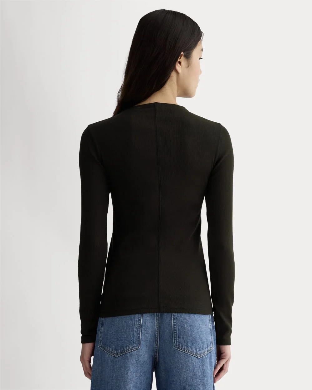 The Luxe Rib Funnel-Neck Tee | Black (5)