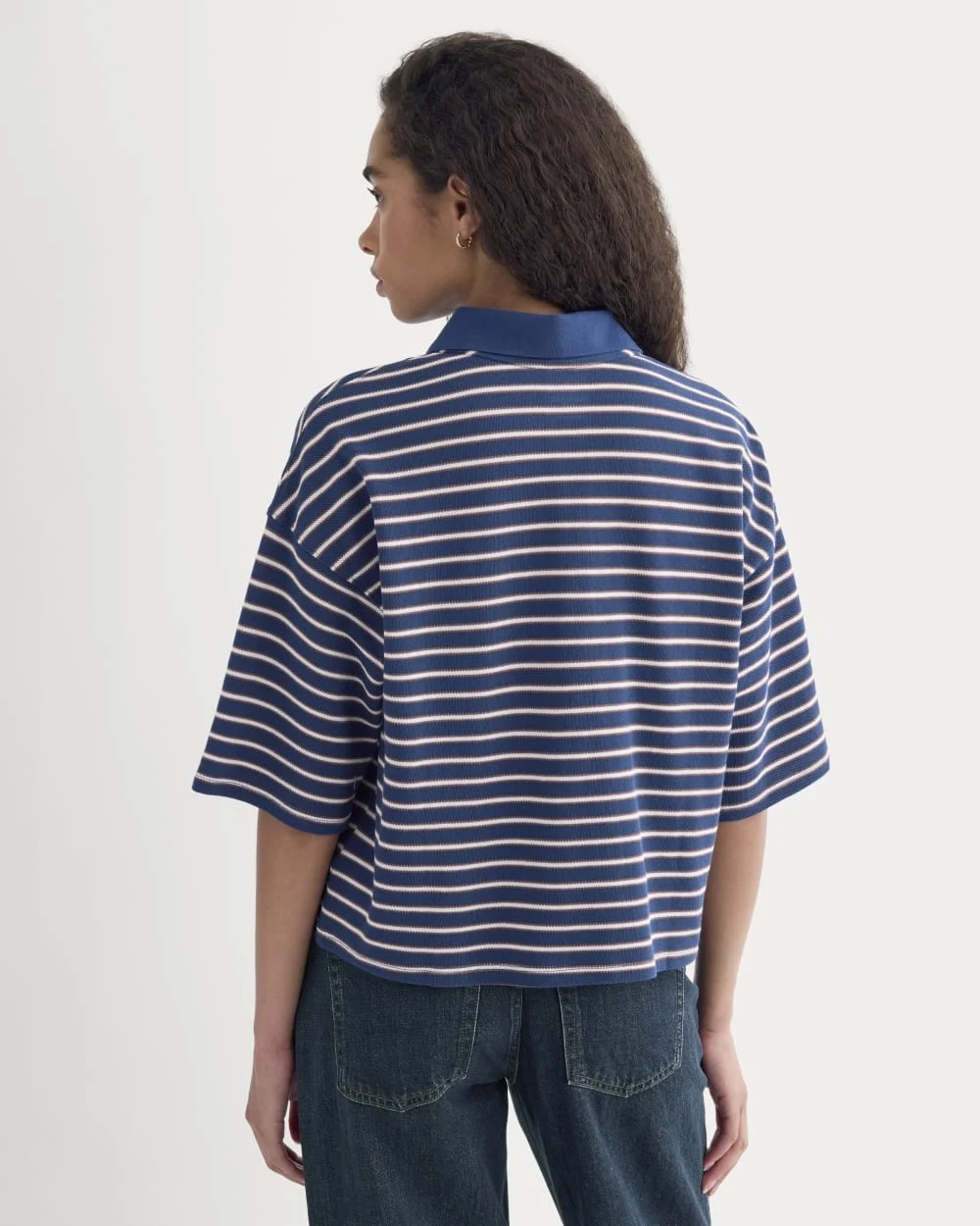 Pique Boxy Polo | Estate Blue/Henna/Gardenia (4)