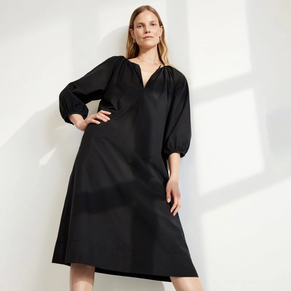 The Raglan Sleeve Poplin Dress | Black (3)