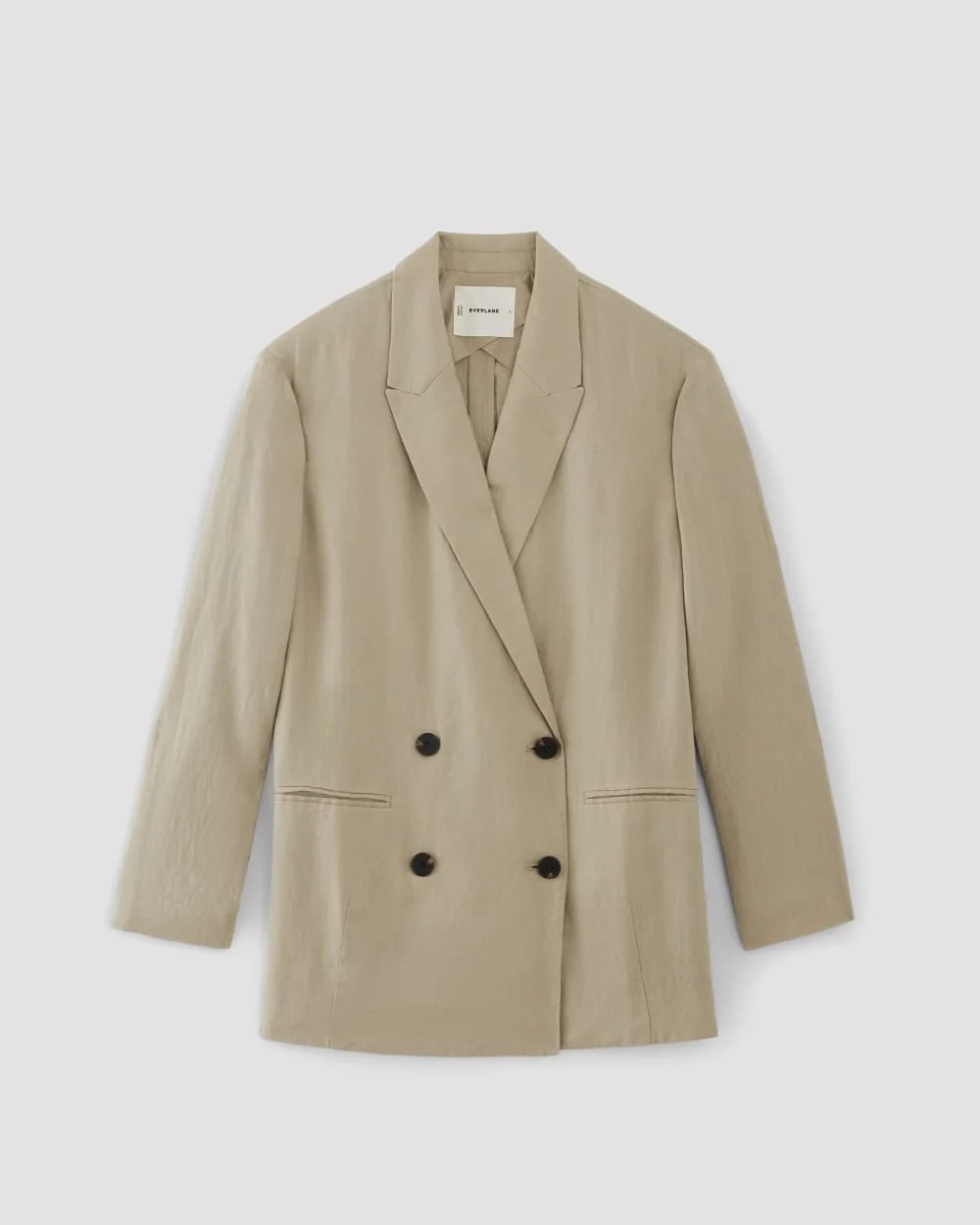 The Linen Double Breasted Blazer | Trench Coat Khaki (3)