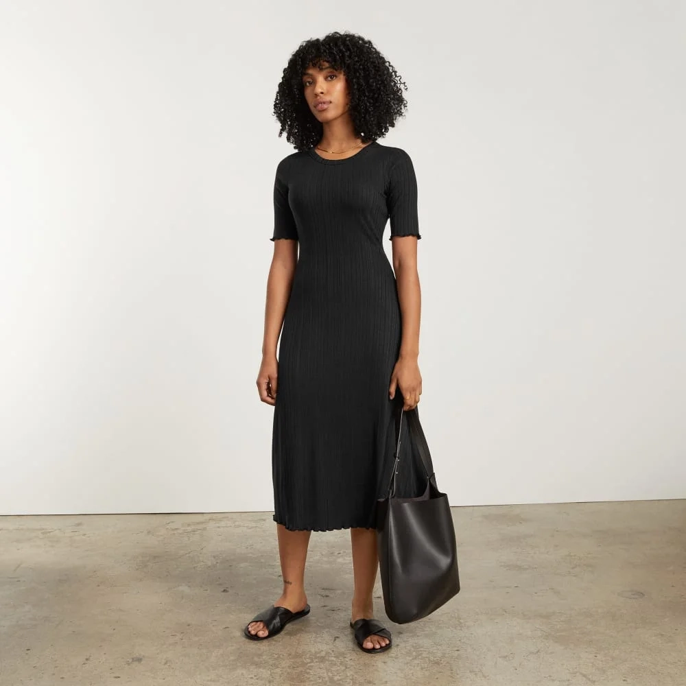 The Open Back Rib Dress | Black (3)