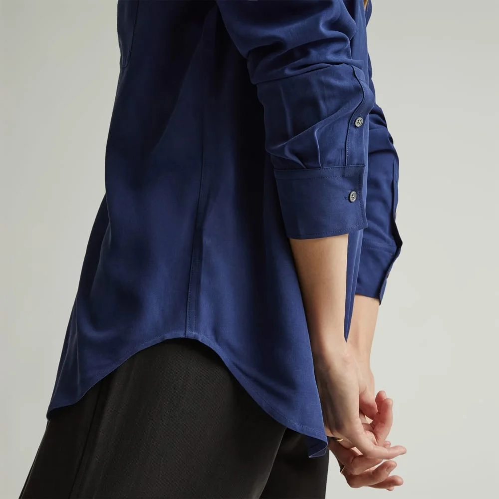 The Washable Silk Relaxed Shirt  | Ocean Cavern (4)