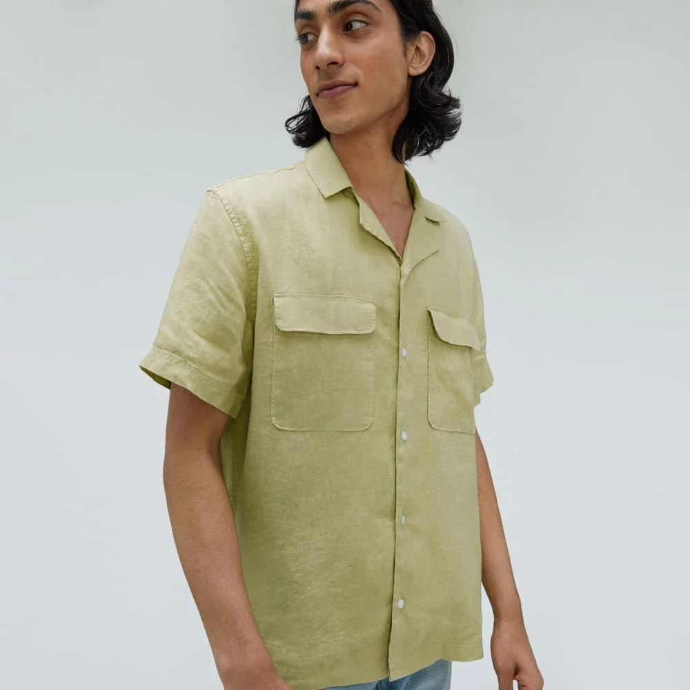 The Resort Shirt in Linen | Leek (4)