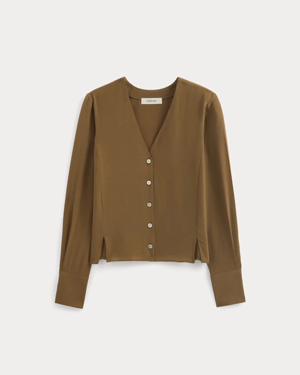 The V-Neck Blouse in Washable Silk | Toffee (4)
