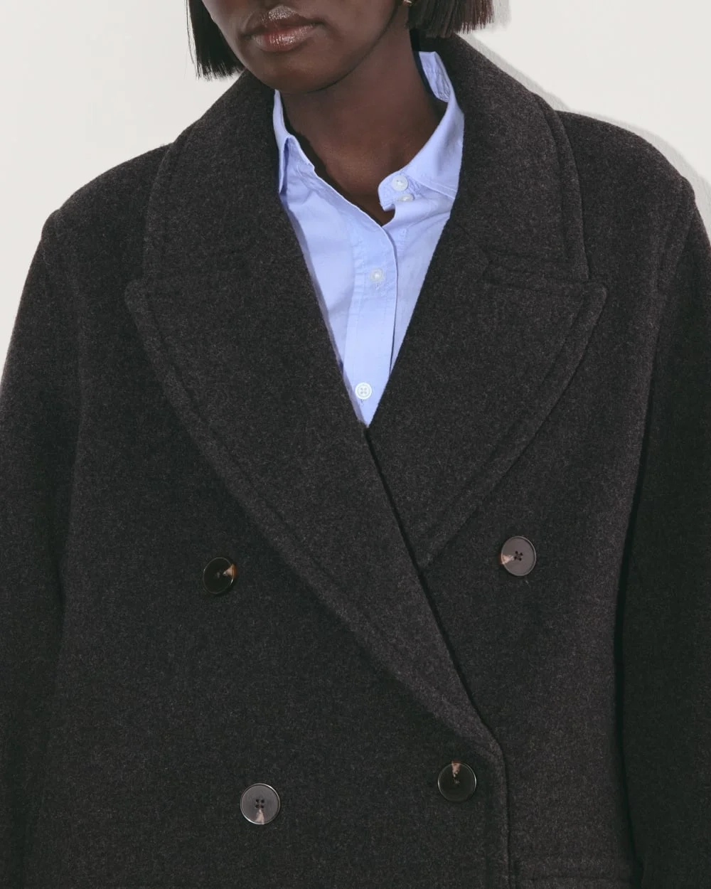 The Double-Breasted Coat in Wool | Heather Charcoal (4)