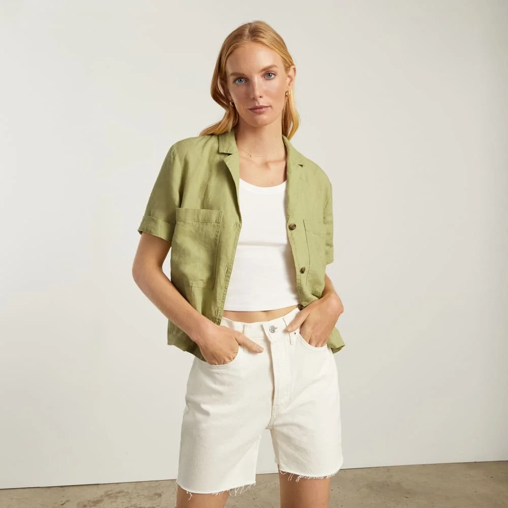 The Linen Workwear Shirt | Leek (5)