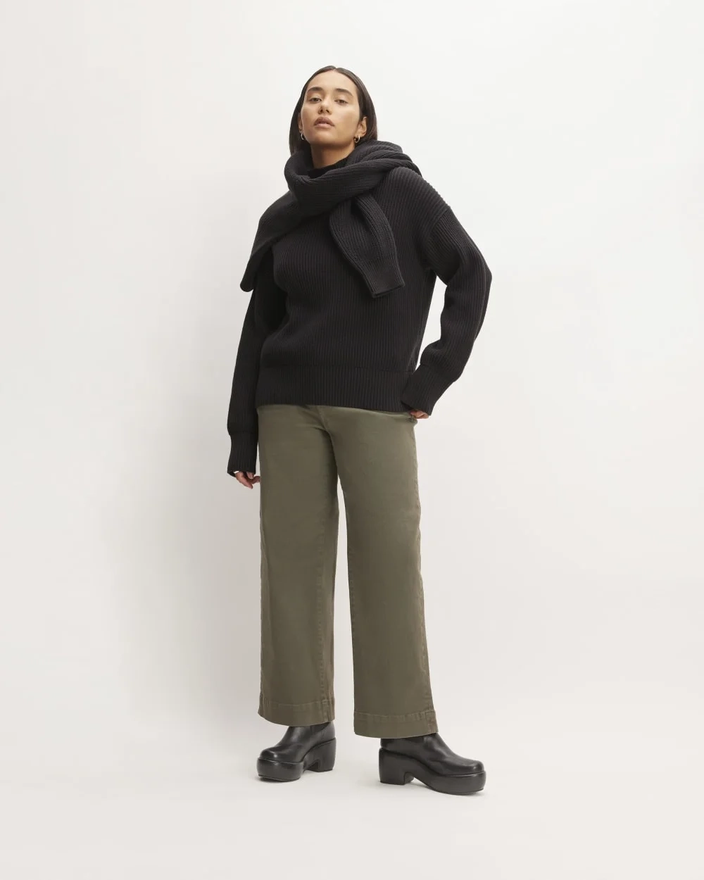 The Organic Cotton Ribbed Turtleneck | Black (3)