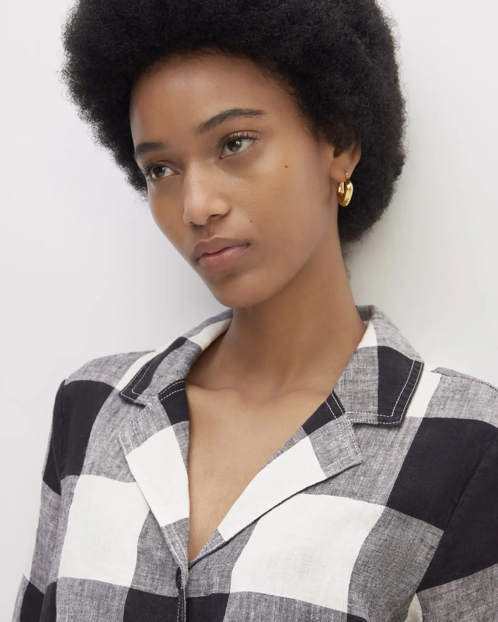 The Shirtdress in Linen | Bone / Black Check (4)