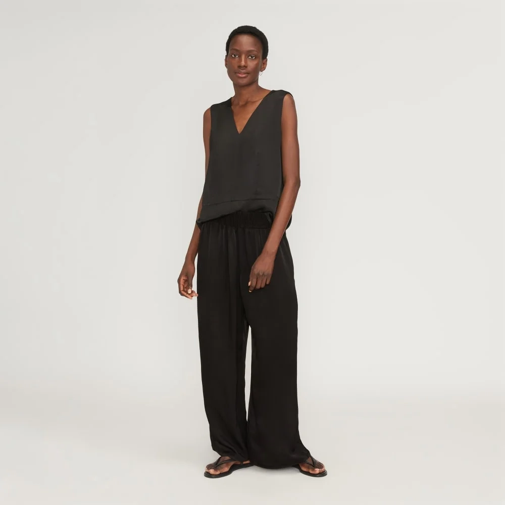 The Satin Pull-On Pant | Black (3)