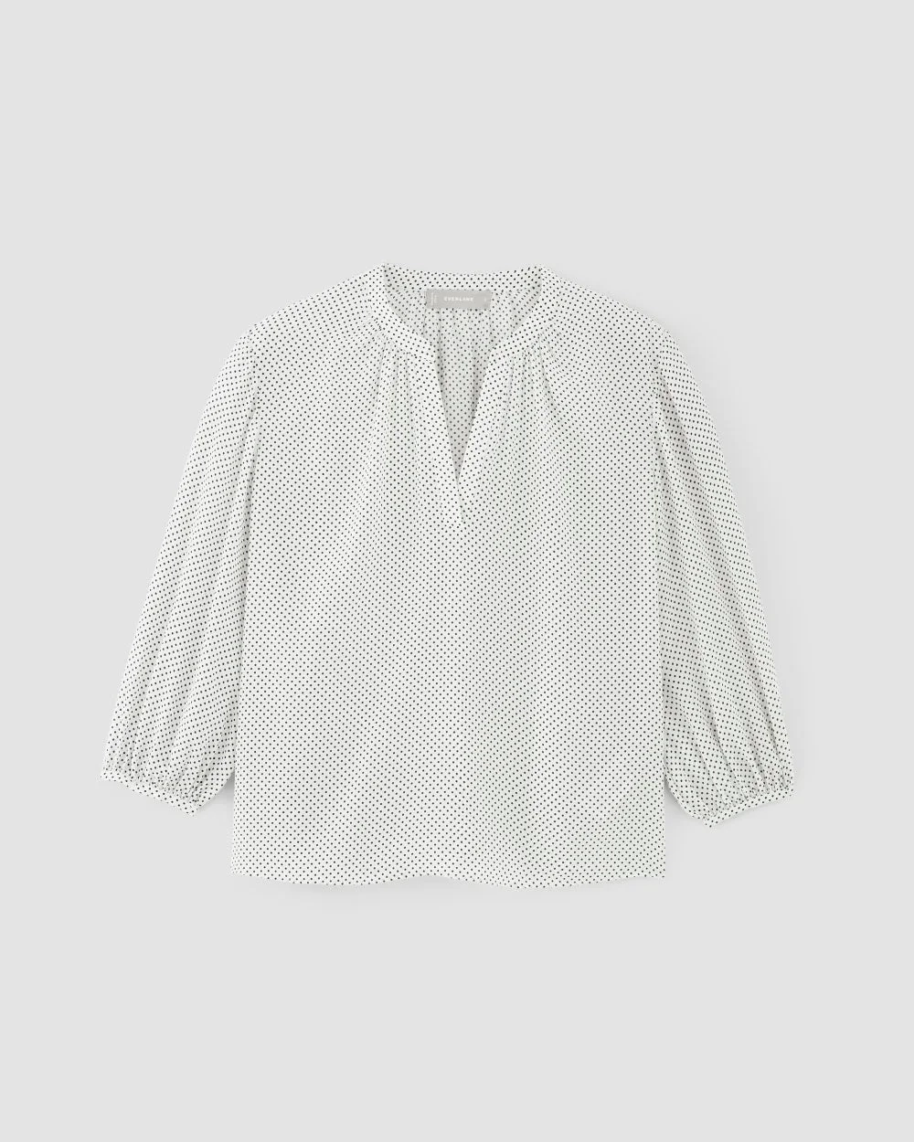 The Washable Clean Silk V-Neck Top | Bone / Black Polka Dot (5)