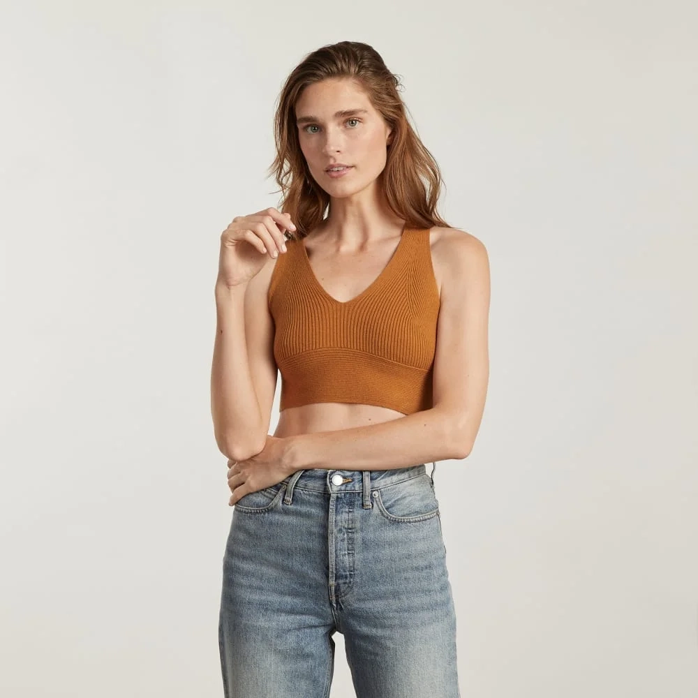 The Cross-Back Cropped Sweater Top | Butter Caramel (4)