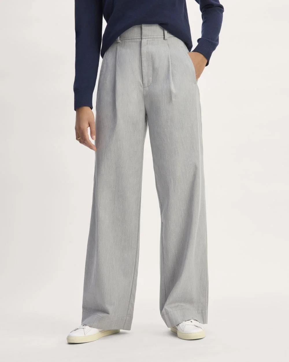 The Draper Pleated Pant in Buttersmooth | Heather Steel | 32" Inseam (3)