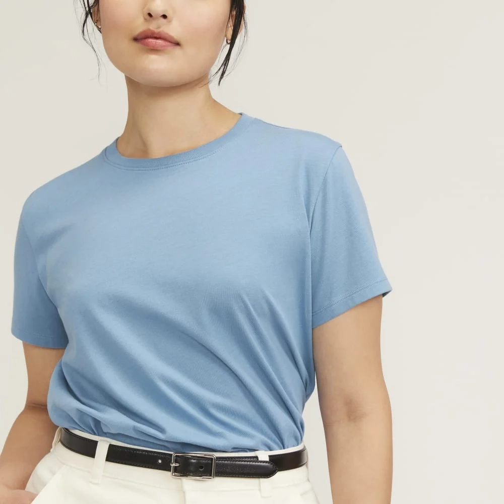 The Box-Cut Tee in Essential Cotton | Heritage Blue | No Pocket (3)