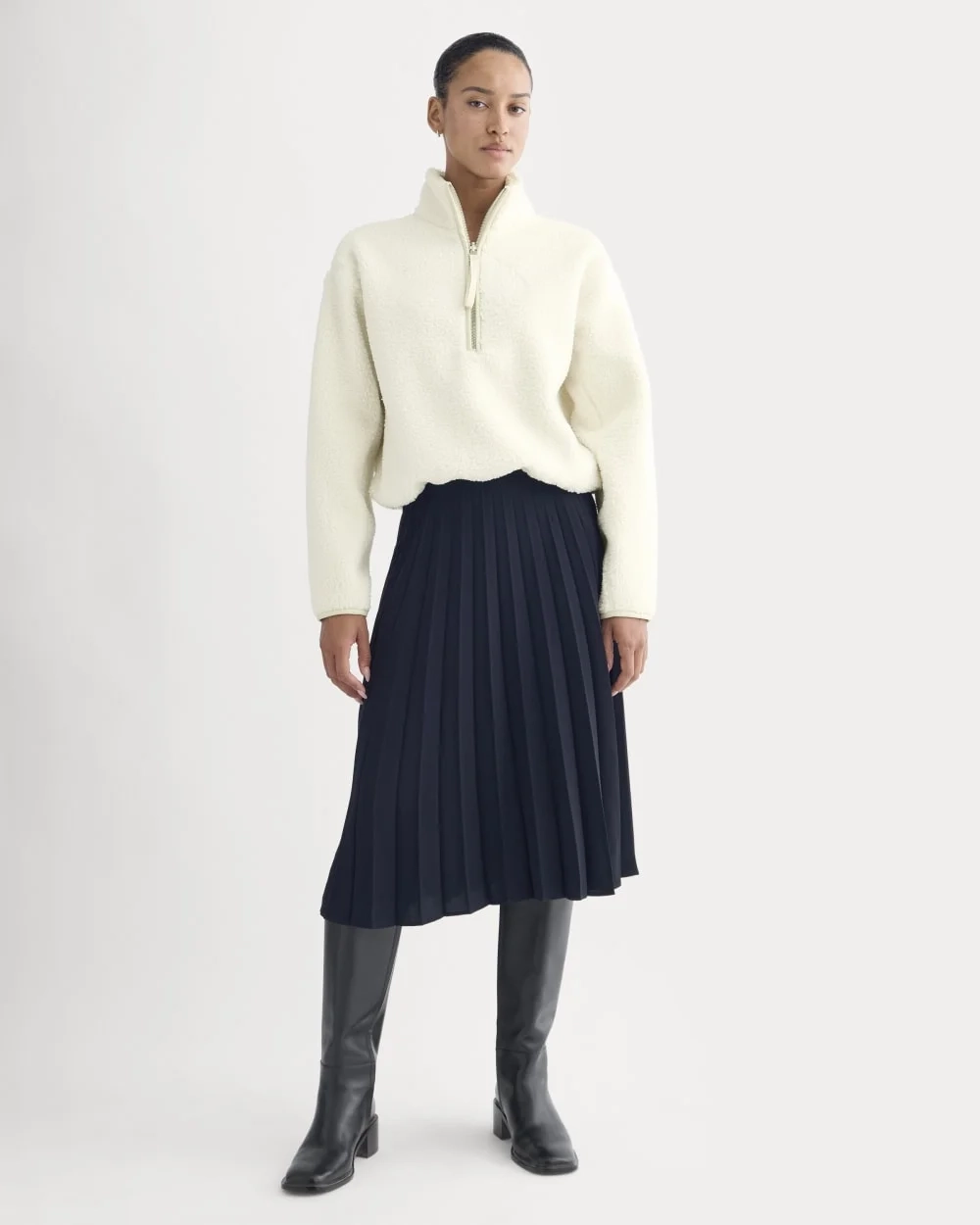 Reversible Teddy Half-Zip Pullover | Bone/Birch (4)