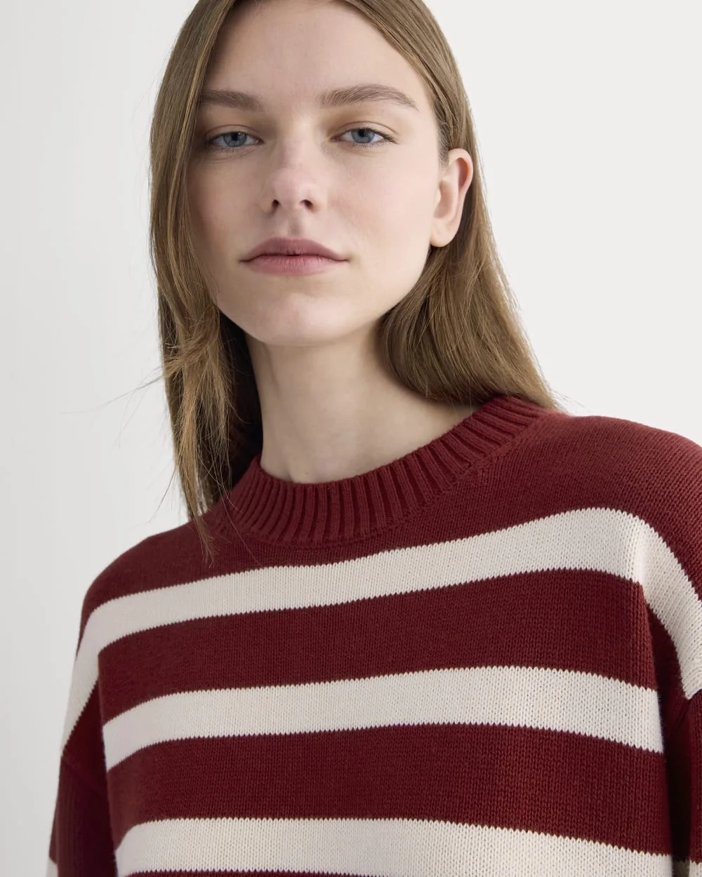 The Boxy Sweater in Everyday Cotton | Merlot / Canvas (3)