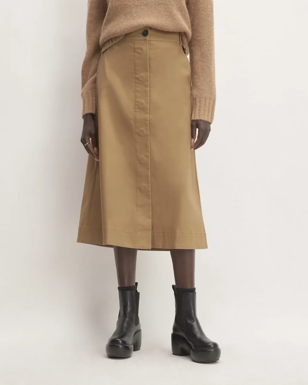 The Structured Cotton A-Line Skirt | Toasted Coconut