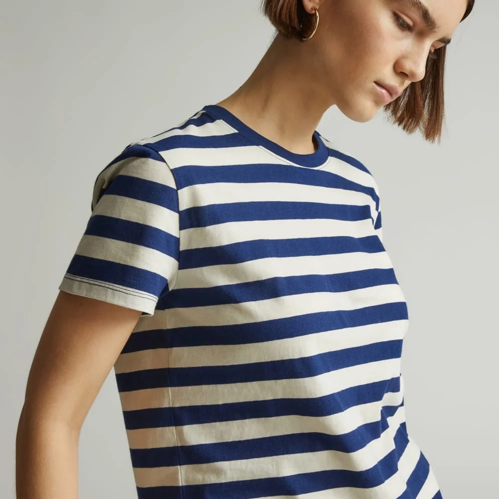 The Box-Cut Tee in Essential Cotton | Ocean Cavern / Canvas Tan | No Pocket (2)
