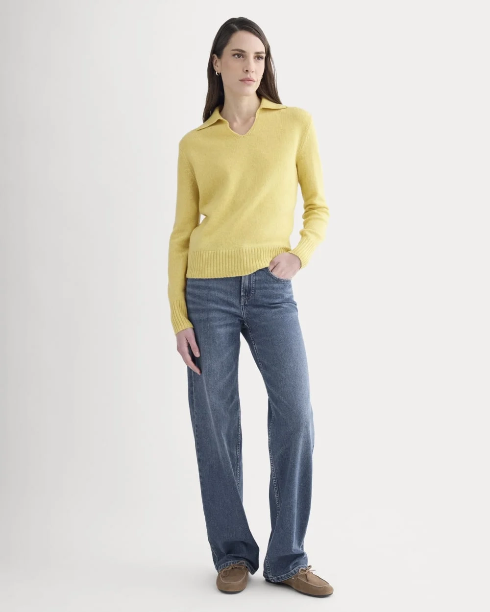 Cashmere Polo Sweater | Double Cream Heather (4)