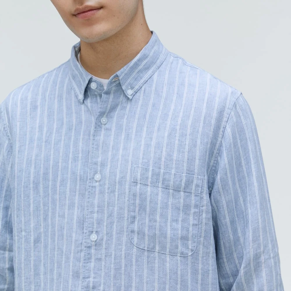 The Classic Shirt in Linen | White / Blue (3)