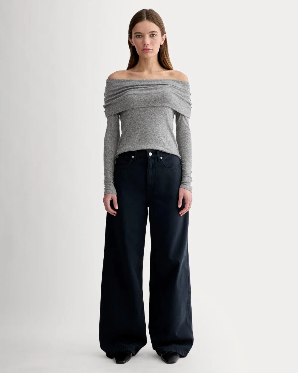 The Off-the-Shoulder Top in Butterluxe | Heather Charcoal (3)