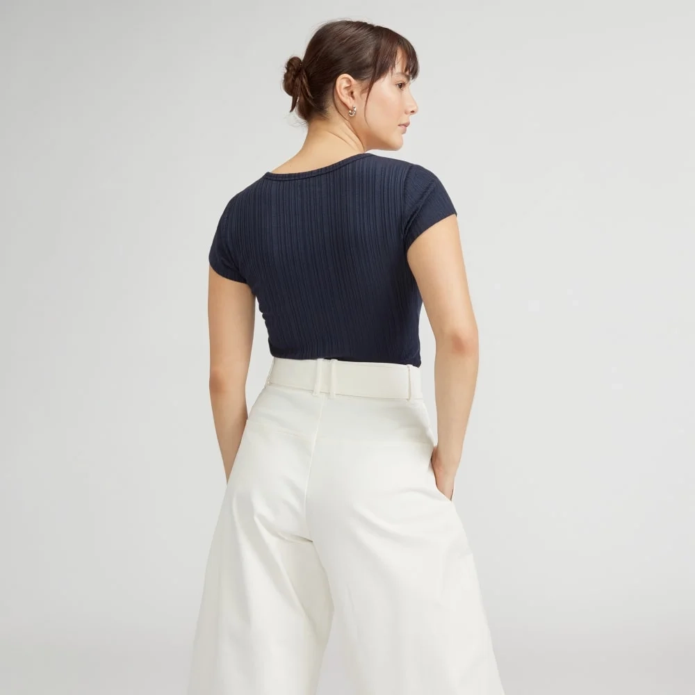 The Rib Soft Knit Scoop-Neck Tee | Navy (2)