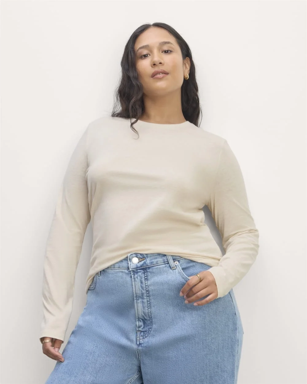 The Slim Long-Sleeve Crew in Essential Cotton | Heathered Oat