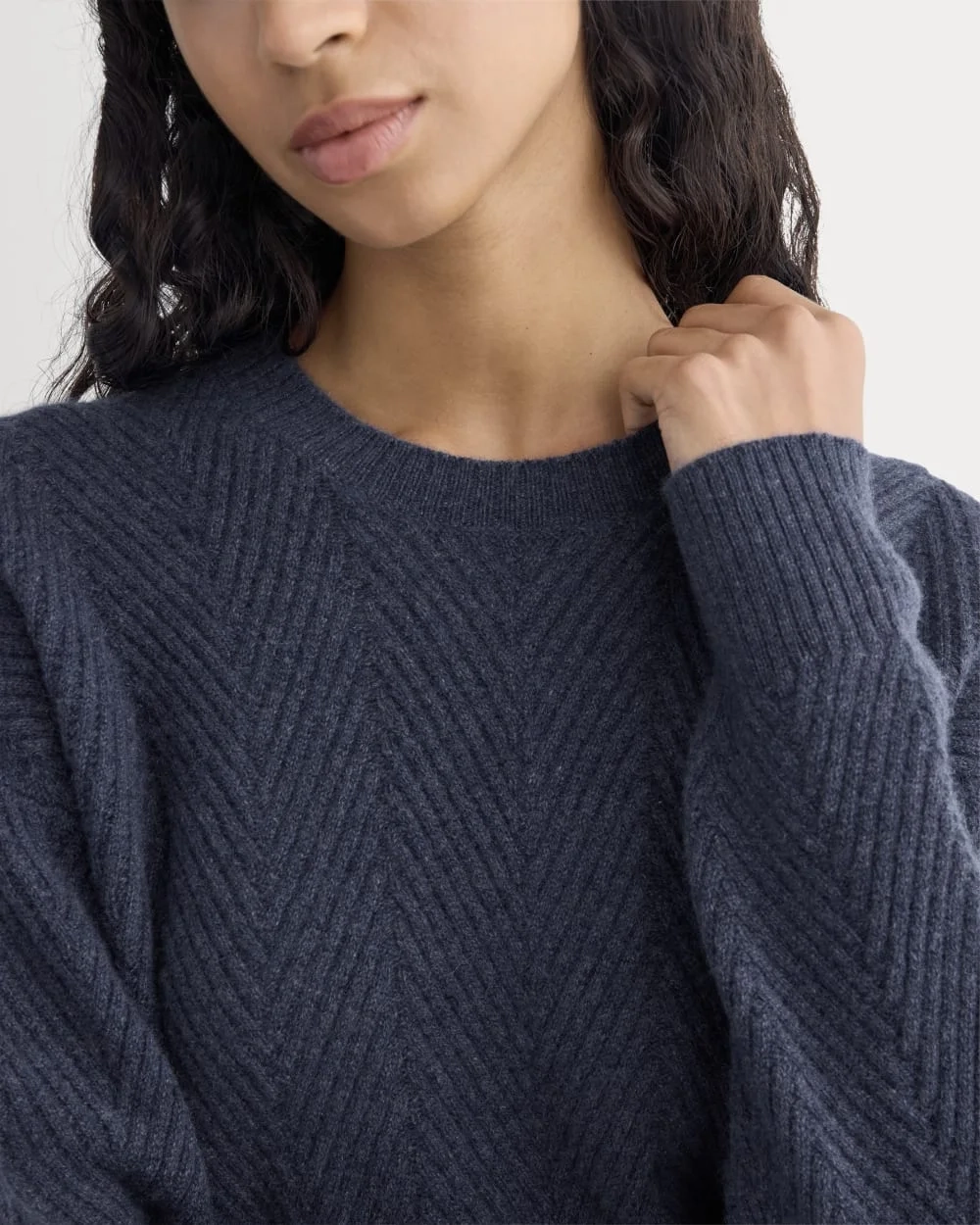 Cashmere Herringbone Sweater | Indigo (4)