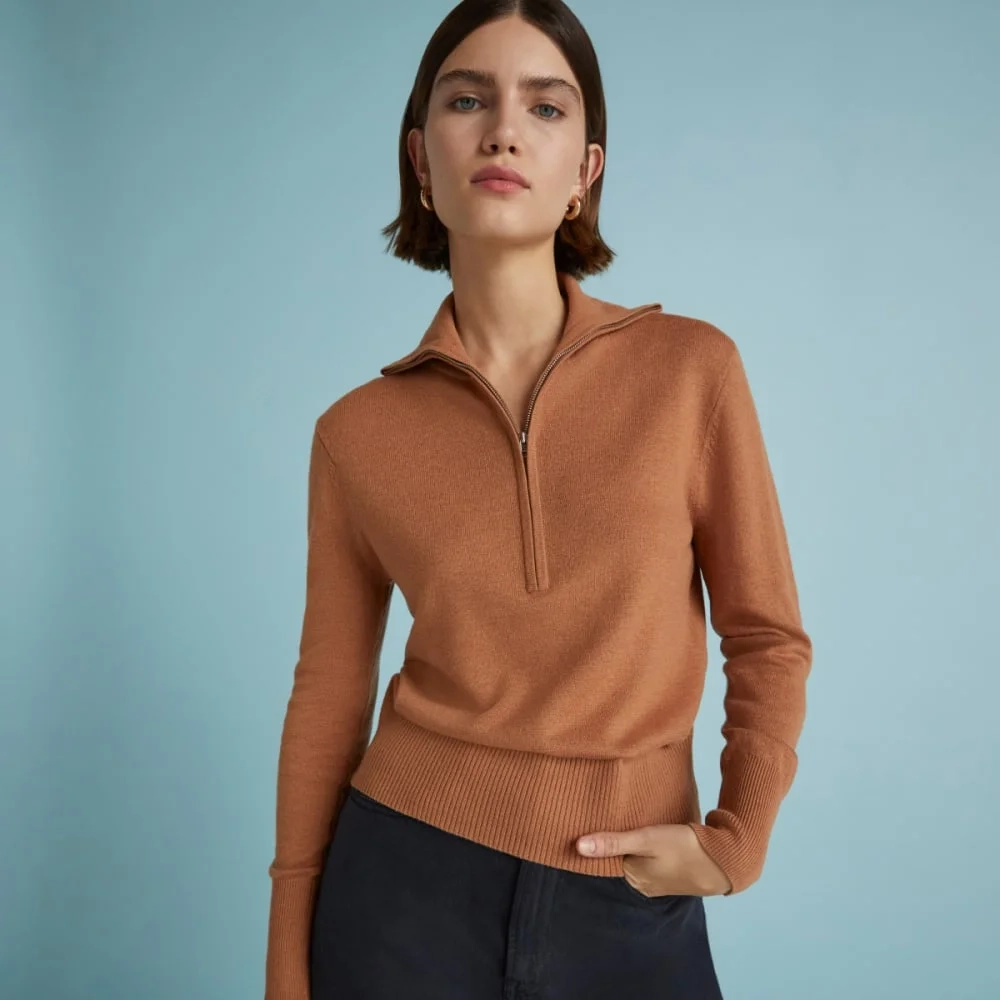 The Luxe Merino Half-Zip Sweater | Tawny Brown (2)