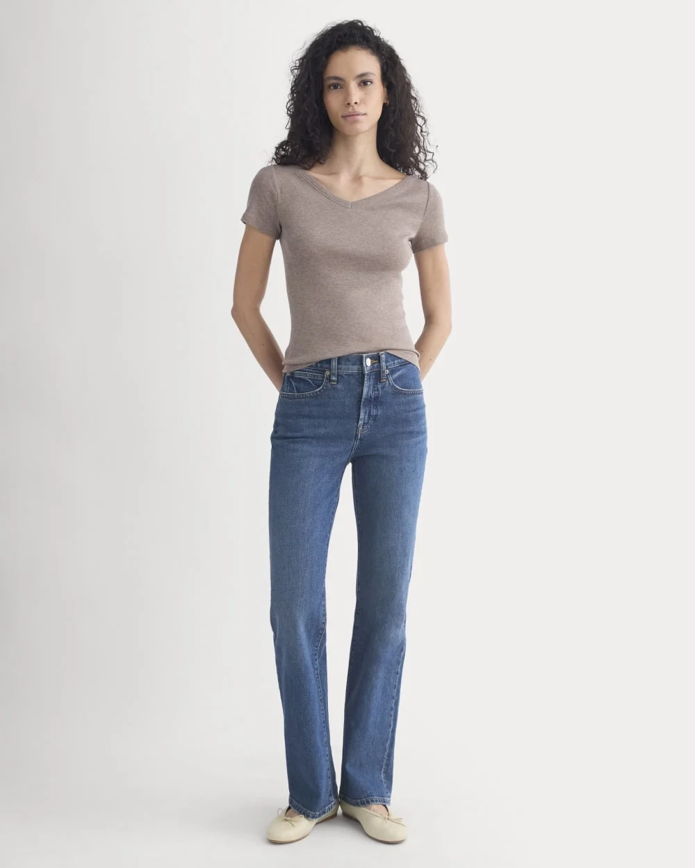 Tissue Short-Sleeve V-Neck Top | Heathered Chocolate Chip (5)