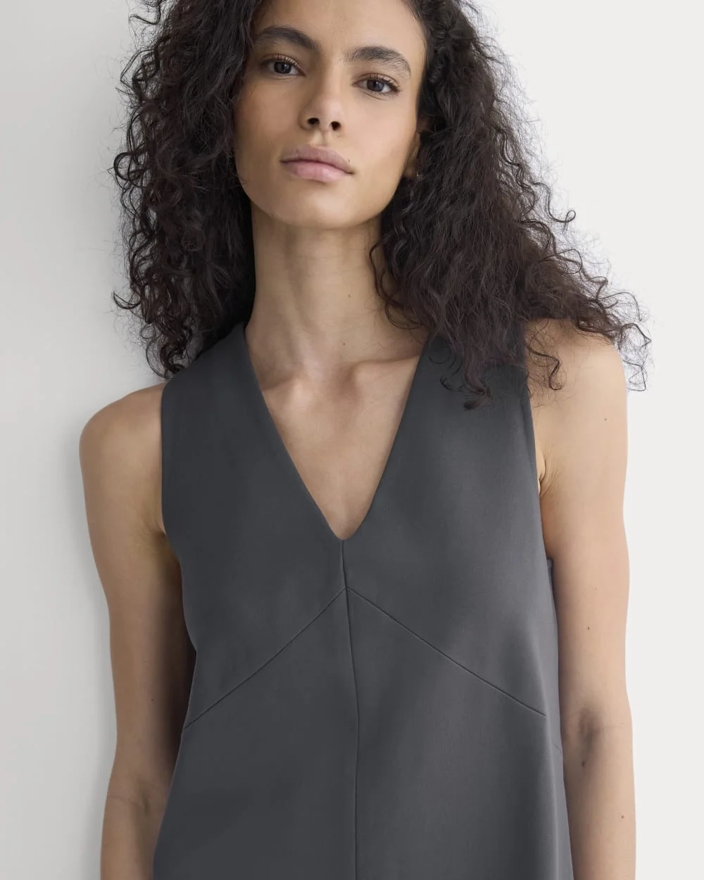 Ponte V-Neck Mini Dress | Graphite (4)