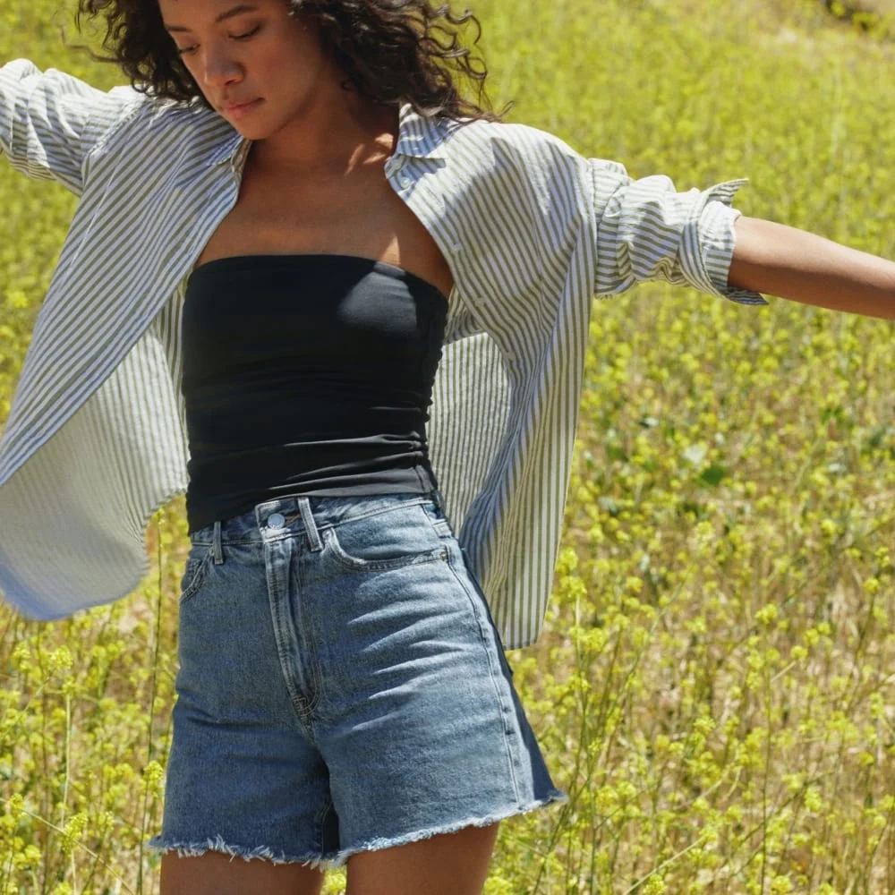 The A-Line Denim Short | Medium Indigo (6)