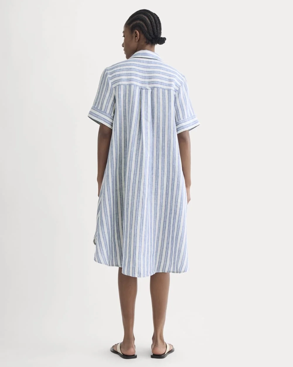 The Daytripper Dress in Linen | Soft Cobalt/Bone (2)