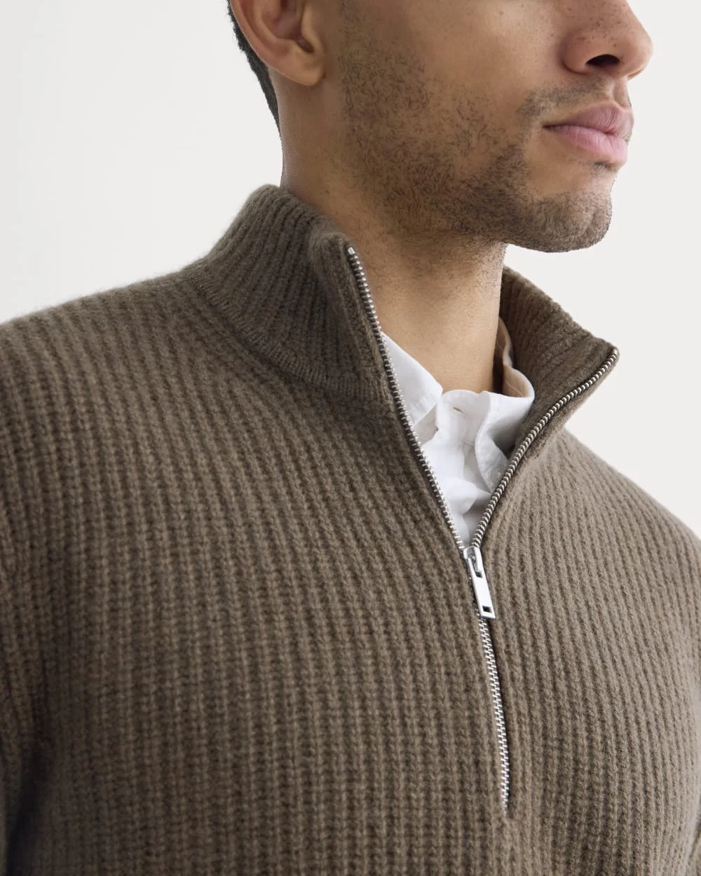 The Felted Merino Half-Zip Sweater | Heather Chocolate Martini (4)