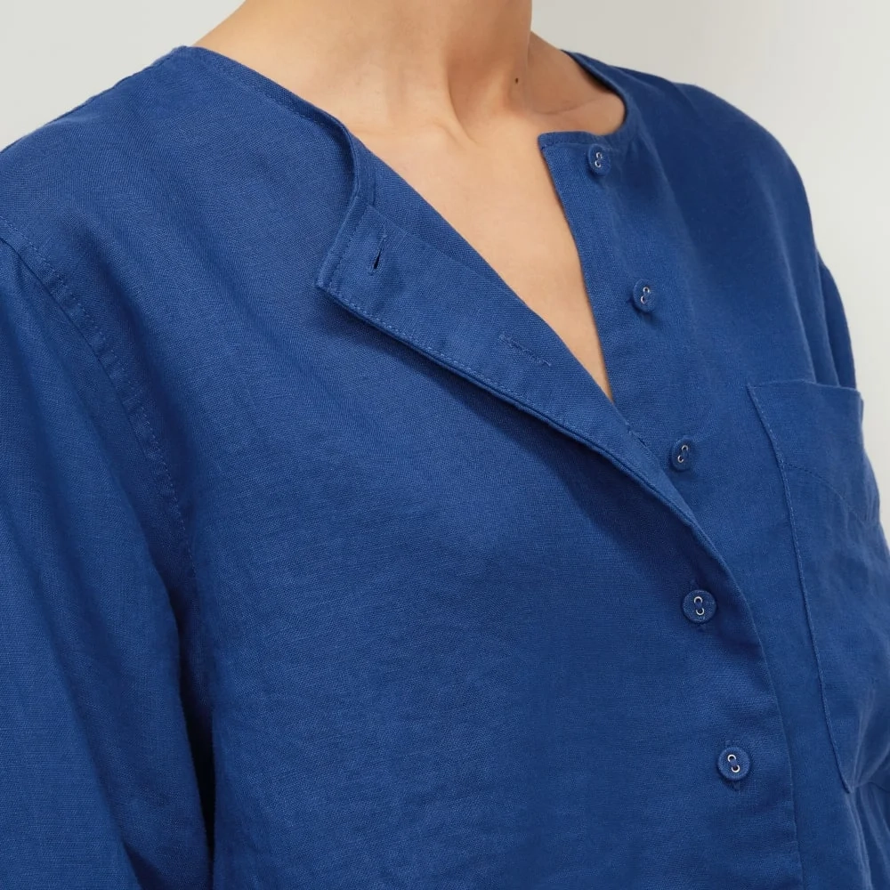 The Linen Popover Shirt | Mazarine Blue (4)