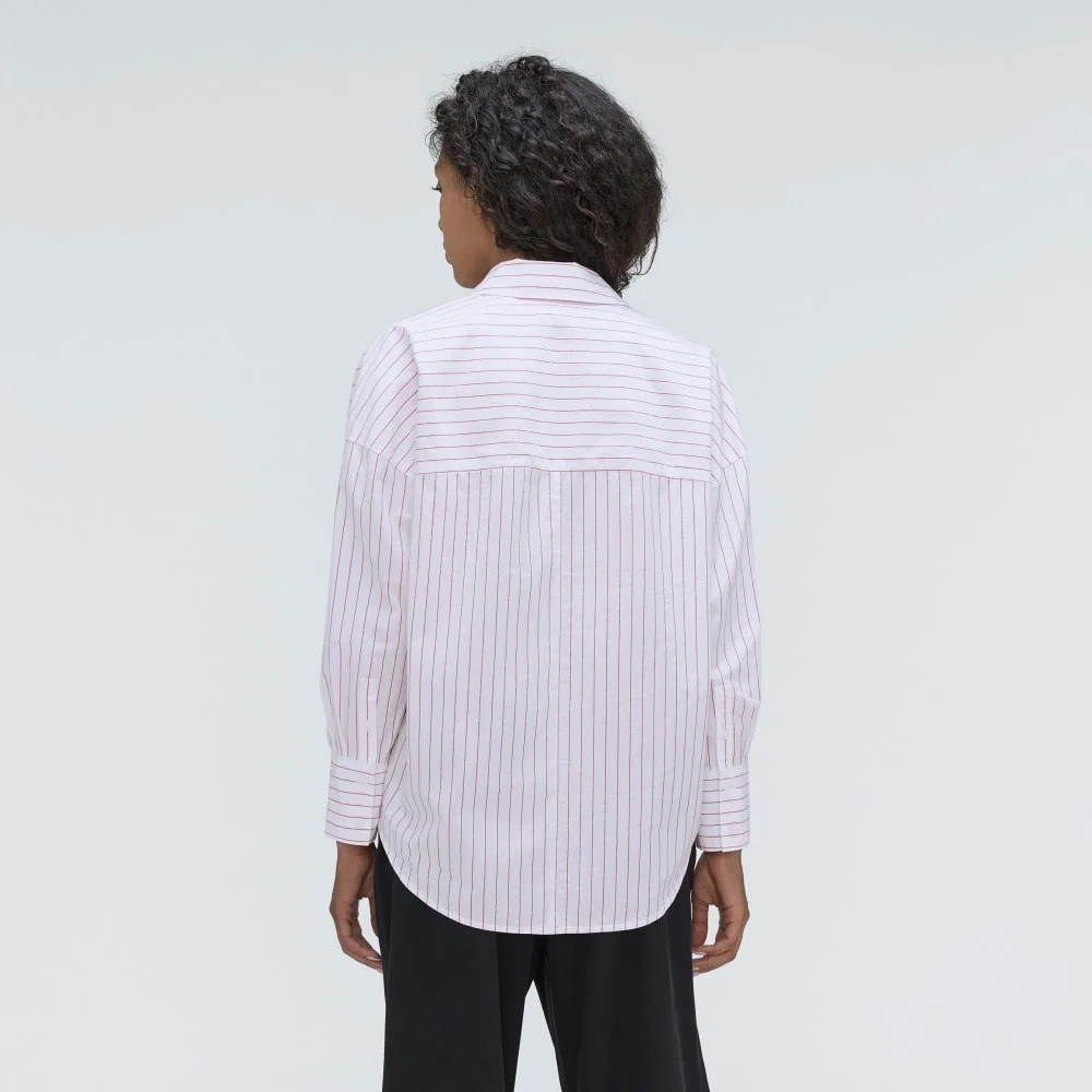 The Oversized Poplin Shirt | Equestrian Red / White (4)
