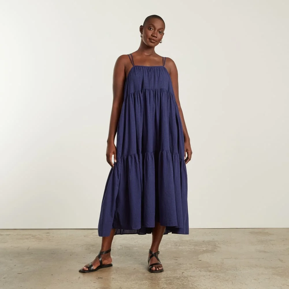 The Billow Tiered Maxi Dress |  Navy (3)