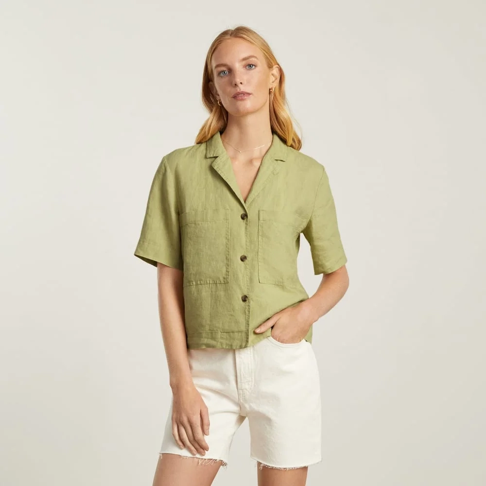 The Linen Workwear Shirt | Leek (6)