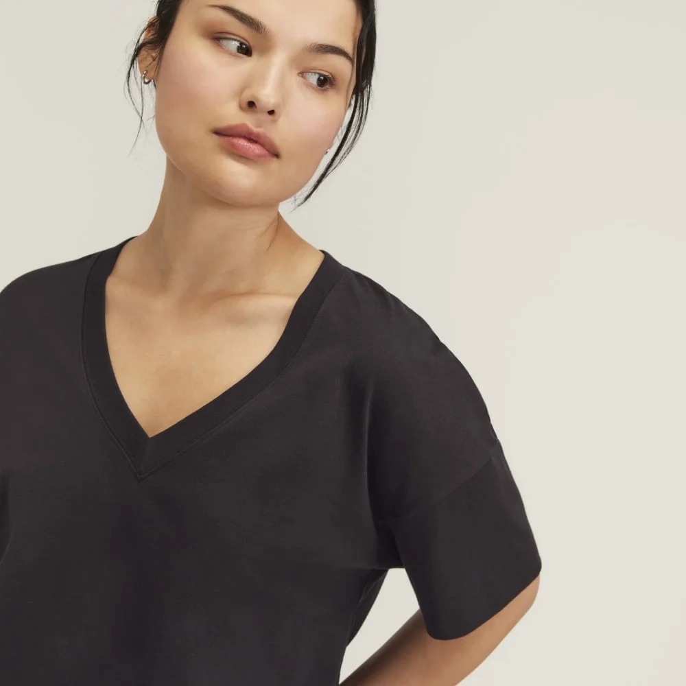 The Organic Cotton Slouchy V-Neck | Vintage Black (2)