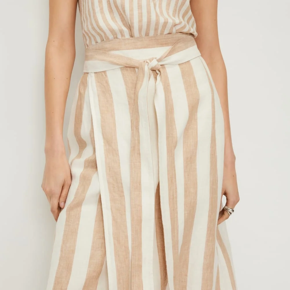 The Linen Wrap Skirt | Bone / Caramel (3)